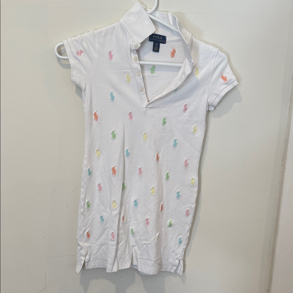 Polo by Ralph Lauren Kids White Polo with Colorful Embroidery